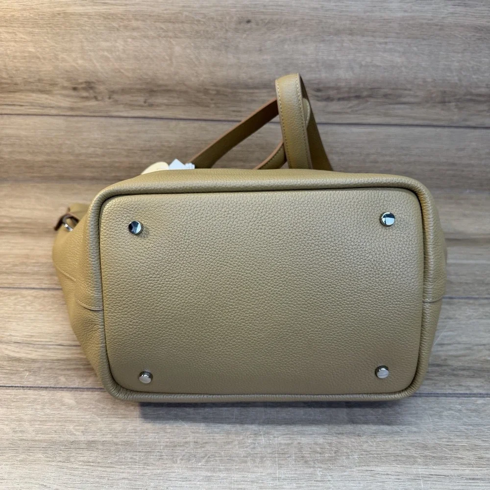 NWT Viola Castellani Tan Leather Hobo Bag Made in Italy Convertible Shopper Tote